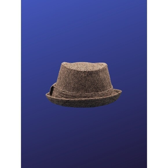 Target Polyester Blend FEDORA Hat, BLACK/WHITE HERRINGBONE, Size L/XL, NWOT - Picture 5 of 7